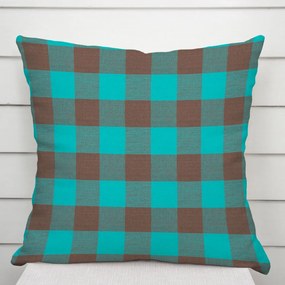 Biante Bavlnená obliečka na vankúš Olivia OL-018 Tyrkysovo-hnedá kocka veľká 60 x 60 cm