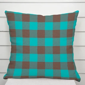 Biante Bavlnená obliečka na vankúš Olivia OL-018 Tyrkysovo-hnedá kocka veľká 60 x 60 cm