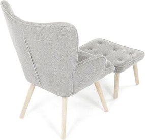 Kreslo sivé bouclé s podnožkou AK-319 GREY2