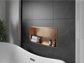 Mexen X-Wall-R, polica na zapustenie s prírubou  75 x 30 cm, medená matná - 19C0753010