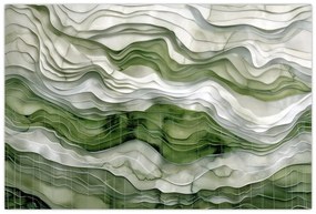 Obraz - Zelenobiele vlnky (90x60 cm)