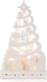 Drevená dekorácia STROM s LED 45 cm, biela