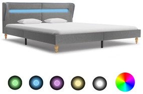 vidaXL Rám postele s LED svetlom bledosivý látkový 160x200 cm