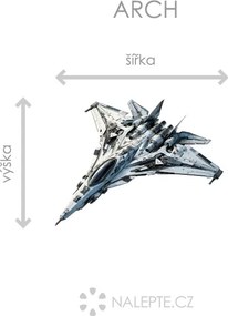 Vesmírna stíhačka textilní prelepiteľná nálepka na stenu hárok 47 x 35 cm