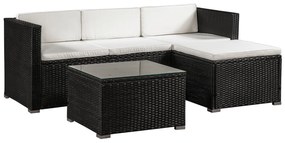 InternetovaZahrada Záhradný ratanový set Punta Cana M - čierny/krémové podušky