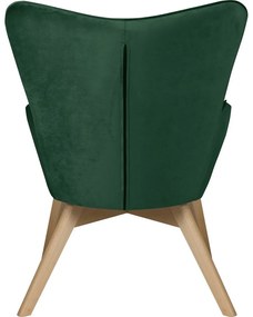 Tmavozelené zamatové kreslo s podnožkou Niko – Ropez