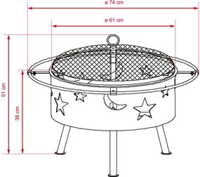 Záhradné ohnisko s grilom Avenberg WILDFIRE