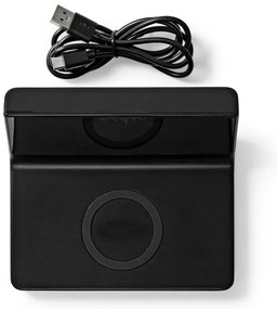 Nedis WCACQ20BK - Budík s LCD displejom a bezdrôtovú nabíjačkou 15W/5V čierna