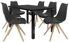 Jedálenský set 1 + 6 Belini čierny / čierne Amareto AMA/0/ZES/B/6B