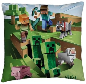 Obojstranný vankúš Minecraft - motív Farma - 40 x 40 cm