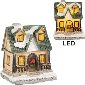 Dekorácia malinký svietiaci béžový domček Manon LED - 5*5*6 cm