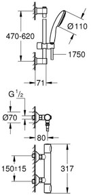 GROHE 34800001 - Termostatická sprchová batéria PRECISION FLOW 600 mm chróm