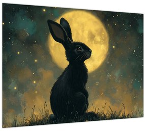 Sklenený obraz - Zajac s mesiacom (70x50 cm)