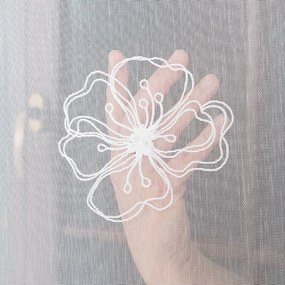 Biela tylová vyšívaná záclona FLORABELLA  - šité na mieru