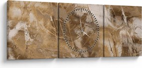 Obraz - Hnedá abstrakcia (s hodinami) (90x30 cm)