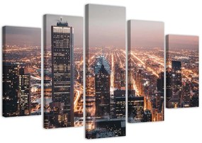 Obraz na plátně pětidílný Skyline City Architecture - 100x70 cm