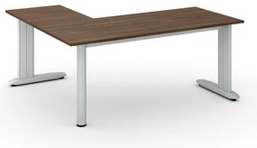 Rohový kancelársky písací stôl PRIMO FLEXIBLE, 180x160 cm, orech