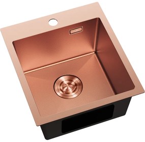 Mexen Solix, 1-komorový nerezový drez 400 x 450 mm, brúsená meď, vzor voština, 6401401000-65HC