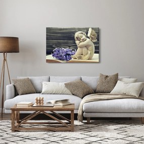 Obraz anjelika s kvetinou (90x60 cm)