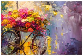 Obraz - Bicykel s kvetmi (90x60 cm)