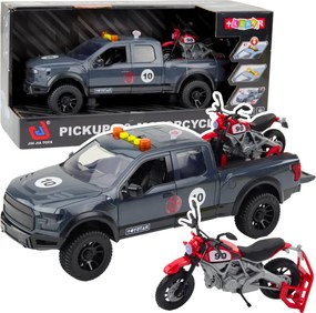 LEAN Toys Auto Pickup s motorom Svetlá Zvuk Sivá 1:12