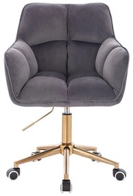 LuxuryForm DESIGN Kreslo AMALFI VELUR na zlatej podstave s kolieskami - tmavo šedé
