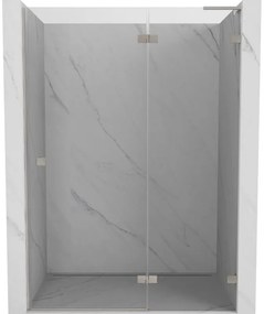 Mexen, Mexen Lunar L pravé otočné sprchové dvere 135 cm, transparentné, brúsený nikel - 834L-135-000-97-00-P