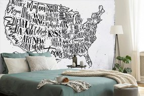 Samolepiaca tapeta šedá mapa USA s jednotlivými štátmi - 150x100
