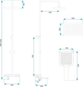 Rea Arlo, sprchový set s vaňovou výlevkou, čierna matná, REA-P7440