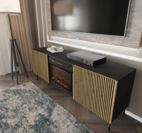 TV skrinka/stolík s elektrickým krbom FPB 2D 170 C Rowanna (dub artisan + čierna). Akcia -20%. Vlastná spoľahlivá doprava až k Vám domov. 1125092