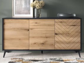 Široká skrinka Diamond, čierna/dub%