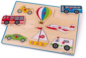 Bigjigs Toys Vkladacie puzzle dopravné prostriedky