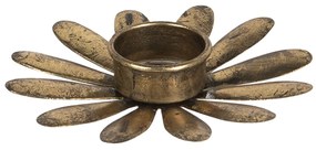 Bronzový kovový svietnik na čajovú sviečku v tvare kvetu - Ø 13 * 2 cm