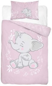 Bavlnené obliečky do postieľky Slon baby ružový 100x135/40x60