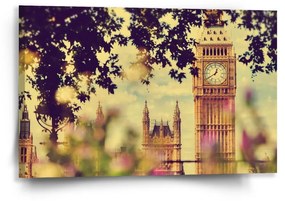 Sablio Obraz Londýn Big Ben Flowers - 60x40 cm