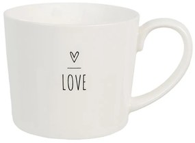 Biely hrnček so srdiečkom s nápisom Love - Lovely Day - 12*8*7 cm / 275 ml