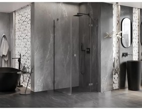Mexen Lunar, výklopný sprchový kút pravý 80 x 80 cm, 8mm číre sklo, grafitový profil, 834-080-080-95-00-P