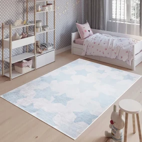 Detský koberec s motívom modrých hviezd Šírka: 120 cm | Dĺžka: 170 cm
