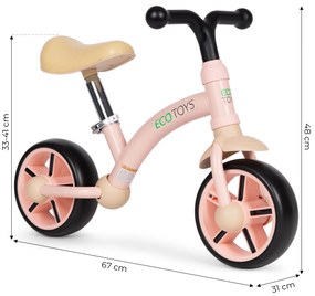 Detský balančný bicykel, ružové ECOTOYS