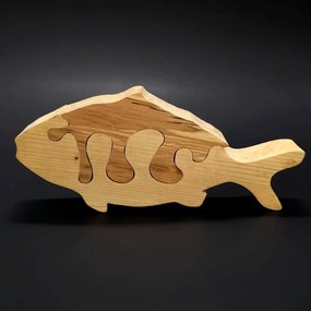 AMADEA Drevené puzzle ryba, masívne drevo dvoch druhov drevín, 19 cm
