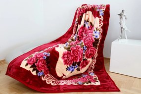 Teplá deka s kvetmi červenej farby Šírka: 160 cm | Dĺžka: 210 cm