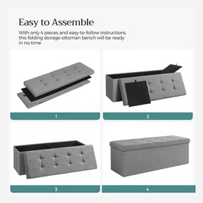 Taburetka L, lavica s úložným priestorom, nosnosť 300 kg, 110 x 38 x 38 cm, svetlošedá