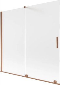 Mexen Velar, 2-krídlová posuvná vaňová zástena 170 x 150 cm, 8mm sklo námraza, ružové zlato, 896-170-000-31-60