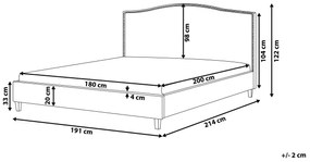 Čalúnená posteľ s bielym LED osvetlením 180 x 200 cm sivá MONTPELLIER Beliani