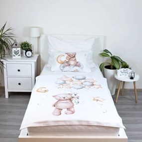 Obliečky do detskej postieľky Medvedík s balónikmi - 100% bavlna - 40x60 cm + 100x135 cm