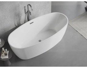 Mexen Lira, voľne stojaca vaňa, vzor, 170 × 80 cm, biela lesklá, grafitový prepad, 52831708000-95