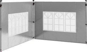 Outsunny Sada 2 bočných stien pre altánok 3 x 3 m alebo 3 x 4 m, panel pre pavilón s oknom, Oxford látka, 295 x 195 cm, svetlo sivá | Aosom