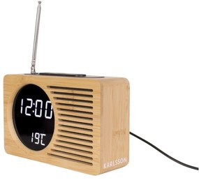 Bambusový budík s rádiom Karlsson Retro