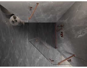 Mexen Lunar, päťuholníkový sprchový kút s pravým sklonom 80 x 90 cm, 8mm číre sklo, profil medená matná, 831-080P-090L-65-00-P