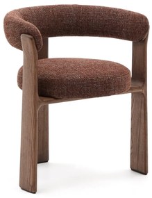 Hnedé jedálenské kreslo s podrúčkami z jaseňového dreva Granite – Kave Home